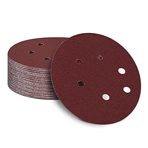 150mm Schleifpapi 120 Körnung, 150mm Schleifscheiben für Exzenterschleifer, 6 inch Klett Schleifpapier für Holzwerkstoffe Metall Spanplatte (50 Stück) von Icastny