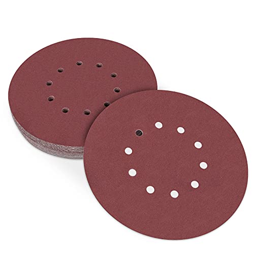 225mm Klett-Schleifscheiben 120 Körnung, 25 Stück Schleifblätter, 9 inch Klett-Schleifpapier runde Schleifpapierpads für Trockenbauschleifer mit Löchern, Giraffenschleifer(10-Loch) von Icastny