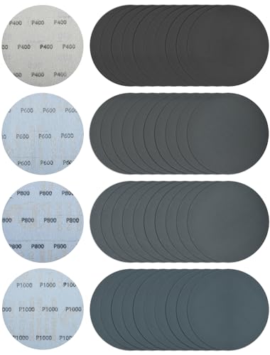 Schleifpapier 125mm Klett für Polieren(Körnung 400/600/800/1000), 125mm Schleifscheiben für Exzenterschleifer (40 Stück) von Icastny