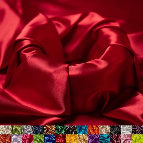 Ice Fabrics Stretch-Satin-Stoff von The Yard – 152,4 cm breit, seidig und glatt, Charmeuse-Stoff von The Yard zum Nähen von Kleidung, Kleidern, Nachthemden, Tischdecken und mehr, Rot, 2 m von Ice Fabrics