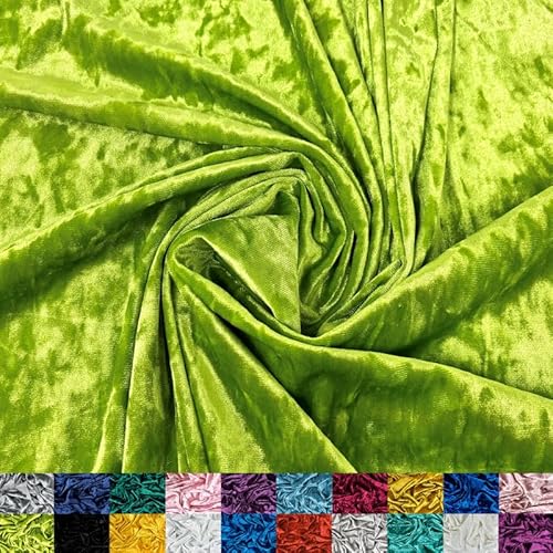 Ice Fabrics Stretch-Samtstoff von The Yard – 157,5 cm breit, weicher, samtiger Stoff zum Nähen von Bekleidung, Polster, Gardinen und Dekoration – 234 g/m² – 20 % vertikale Dehnung – Limettengrün – 91 von Ice Fabrics