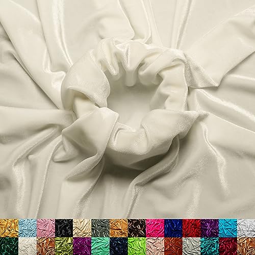 The Yard Eisstoff, Stretch-Samtstoff – 152,4 cm breit, weich, dehnbarer Stoff zum Nähen von Kleidung, Bekleidung, Kostüm, Handwerk – 90 % Polyester, 10 % Elastan – Elfenbein – 91 cm von Ice Fabrics