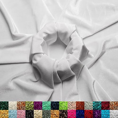 Ice Fabrics Stretch-Samtstoff, 152,4 cm breit, weich, dehnbar, zum Nähen von Kleidung, Kleidung, Kostüm, Handwerk, 90 % Polyester, 10 % Spandex, Weiß, 91 cm von Ice Fabrics