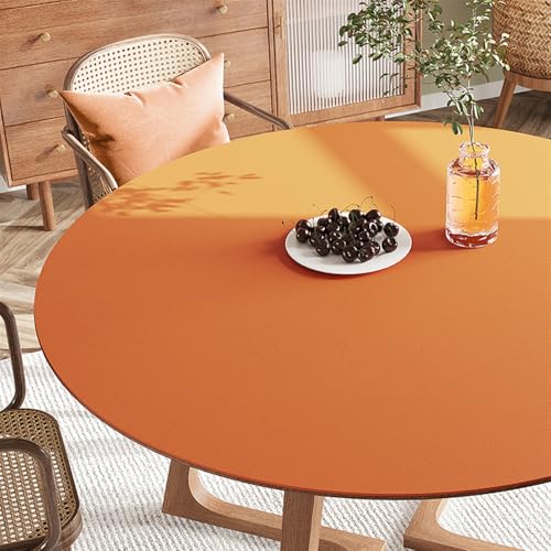 Icegrey Runde Tischfolie mit abgerundeten Kanten, Tischmatte, Wasserdicht Tischdecke, Tischschutz aus PVC, Orange von Icegrey