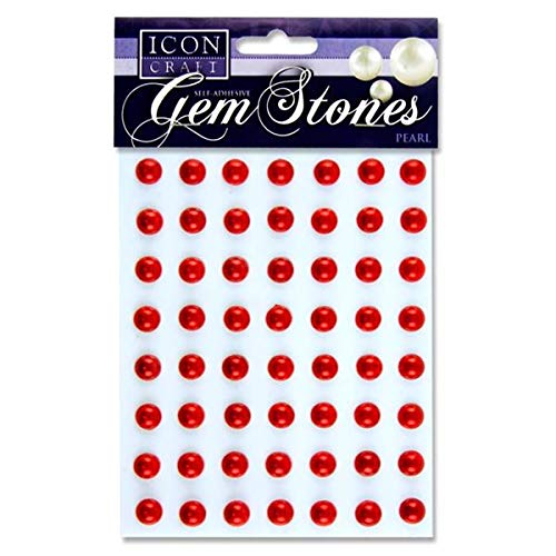 Icon Craft, Perle Edelsteine 10mm, selbstklebend - Rot, Packung mit 56 Stück von Icon Craft