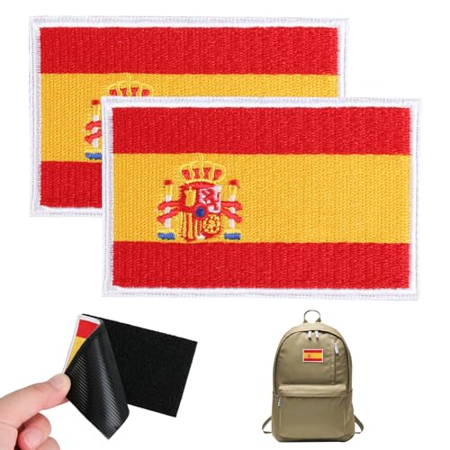 2 Aufnäher mit spanischer Flagge, 8 x 5 cm, Mini-Patch, bestickt, spanische Flagge, für Kleidung, Rucksäcke, Uniformen, Westen, Fahrradbekleidung im Freien von Icywink