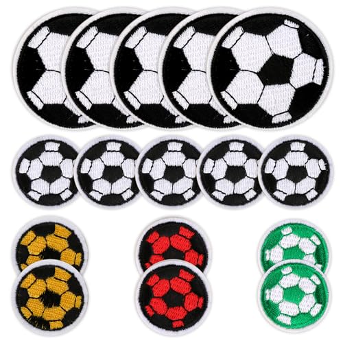 Fußball Flicken zum Aufbügeln, Stickereien Aufnäher Patches, 16 Stück Sport Patches zum Aufnähen, für auf Kleidung Reparieren Sie das Loch, für Jacken Jeans Rucksäcke Schals Socken DIY von Icywink