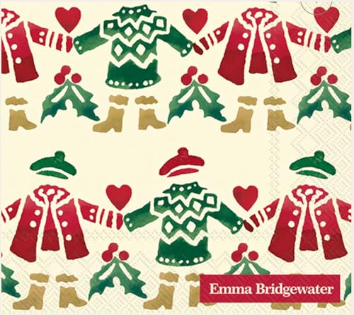 Emma Bridgewater Party-Servietten, Motiv: Winterspaziergänge, 40 Stück, 2 Packungen à 20 Stück, 3-lagige Cocktail-Servietten, Urlaubs-Design von Ideal Home Range