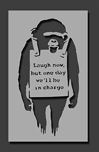 Banksy Affen-Schablone "Laugh Now But One Day We'll Be in Charge", Malschablone, Größe (54 x 103 cm, XL) von Ideal Stencils