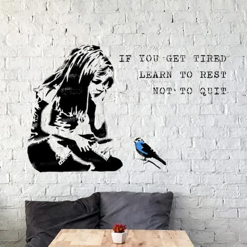 Ideal Stencils Banksy Girl Bluebird Schablone, 'If You Get Tired...', XXL/77 x 120 cm von Ideal Stencils