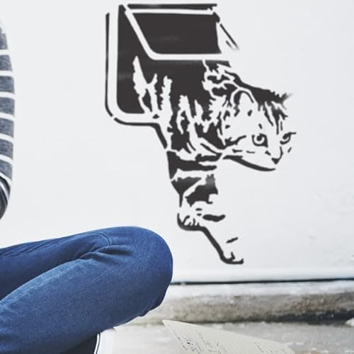 Banksy Katzenklappen-Schablone, Graffiti-Wandkunst, Malschablone, für Innen- und Außenbereich von Ideal Stencils