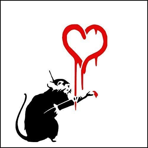 Banksy Ratte Schablone/Ratte Malen Herz / A4 Blatt Größe (Design 17x22cm) / Wohndeko Kunst Malen Schablone von Ideal Stencils