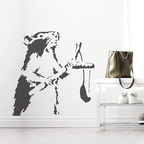 Banksy-Ratte mit Katapult-Schablone – XXL-Größe 77 x 77 cm – Wandbild, Heimdekoration – Graffiti Urban Street Art Schablone von Ideal Stencils