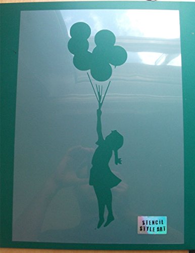 Banksy-Schablone mit Mädchen mit fliegenden Luftballons – ideale Schablonen, Kunststoff, MEDIUM - 4 x 14.5 inches von Ideal Stencils