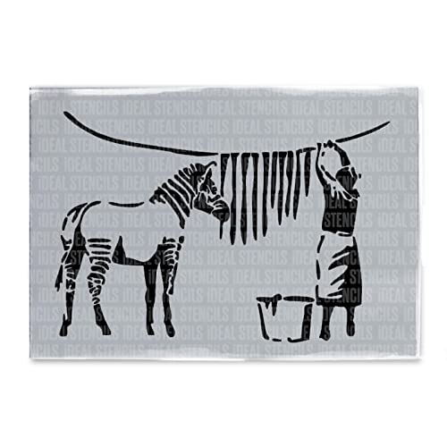 Banksy Zebra-Waschschablone, Heimdekoration, Kunst, Malerei, Schablone, wiederverwendbar (mittelgroß, A3, 25 x 37 cm) von Ideal Stencils