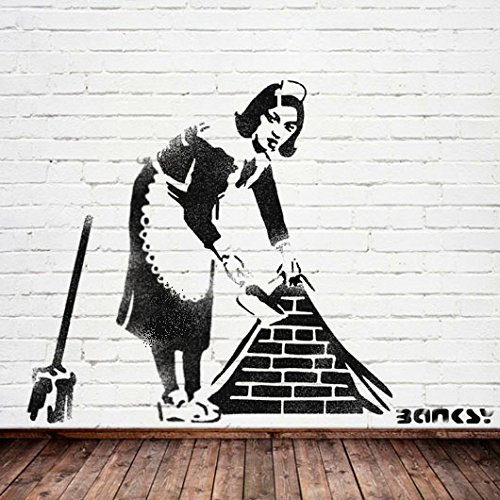 Schablone „Banksy – Sweeping Maid“ für Wandmalerei – Ideale Schablonen, Kunststoff, X LARGE- 21 x 26 inches von Ideal Stencils