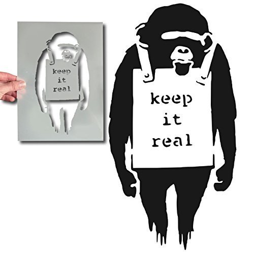 Ideal Stencils Banksy Keep It Real Monkey Wandmalerei Art Wohndeko - 19x37cm von Ideal Stencils