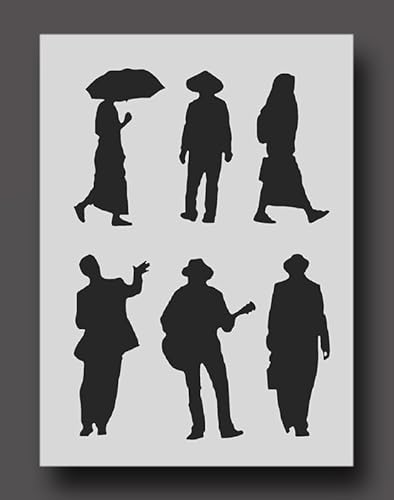 Ideal Stencils Menschen-Silhouette Schablone, A4-Größe, 21 x 30 cm, Kunstbedarf, Kunstwerkzeug, Stencil von Ideal Stencils