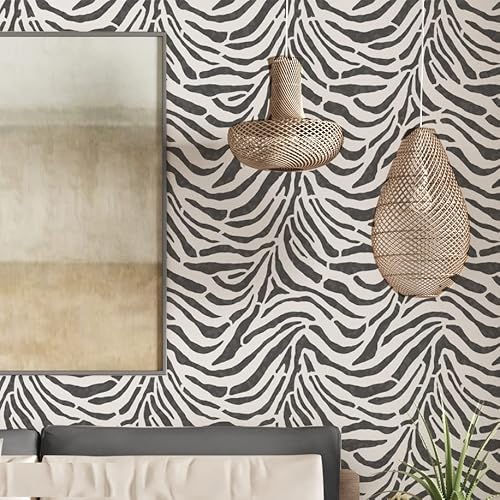 Serengeti Zebra-Streifen-Schablone, Wanddekoration, Tierdruck-Design für Zuhause und Büro, Heimdekoration, Wandabdeckung (wiederholte Größe (HXW) XL/54 x 84 cm) von Ideal Stencils