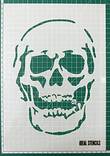 Totenkopf Schablone - Malen Schablone für Heim Dekorieren und Kunst Handwerk - Wiederverwendbare Schablone Hergestellt aus Waschbar Plastik - Farbe Design auf Wände, Stoff, Möbel von Ideal Stencils