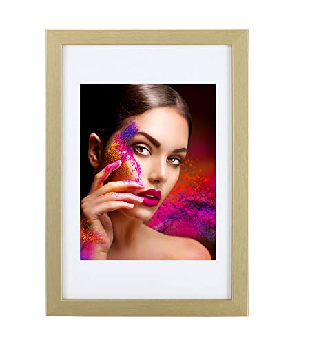 IDEAL TREND Holz Bilderrahmen Lifestyle Plexi Foto Rahmen Collage Wanddeko Poster HR-25: Farbe: Gold | Format: 21x29,7 von IDEAL TREND