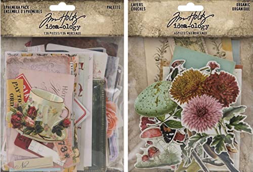 Tim Holtz Idea-Ology 2023 Palette Ephemera Pack & Organic Layers - 2 Stück Bundle von Ideaology