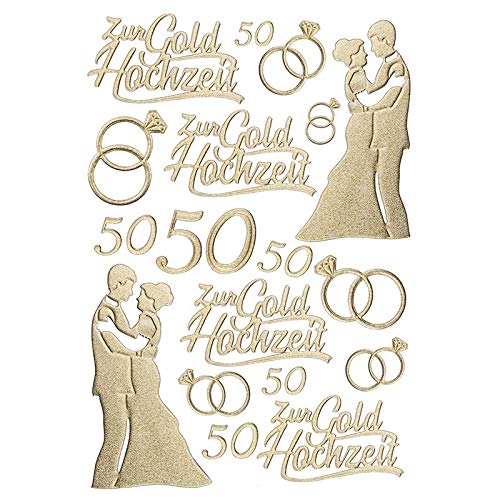 Ideen mit Herz 3-D Sticker Deluxe, zur Hochzeit, verschiedene Hochzeitsmotive, erhabene Aufkleber, Bogengröße: 21 x 30 cm (Goldhochzeit) von Ideen mit Herz