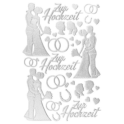 Ideen mit Herz 3-D Sticker Deluxe, zur Hochzeit, verschiedene Hochzeitsmotive, erhabene Aufkleber, Bogengröße: 21 x 30 cm (Silber) von Ideen mit Herz