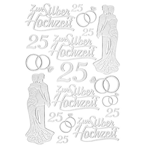 Ideen mit Herz 3-D Sticker Deluxe, zur Hochzeit, verschiedene Hochzeitsmotive, erhabene Aufkleber, Bogengröße: 21 x 30 cm (Silberhochzeit) von Ideen mit Herz