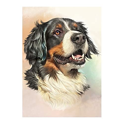 Ideen mit Herz 5D Diamond Painting | Diamant Painting Set | Motiv: 35 x 25 cm | Leinwand: 30 x 40 cm | runde Steinchen | inkl. Zubehör | Verschiedene Bilder zur Auswahl (Berner Sennenhund) von Ideen mit Herz