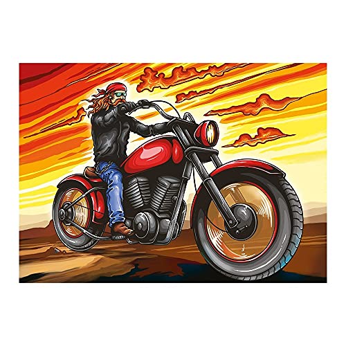 Ideen mit Herz 5D Diamond Painting | Diamant Painting Set | Motiv: 35 x 25 cm | Leinwand: 30 x 40 cm | runde Steinchen | inkl. Zubehör | Verschiedene Bilder zur Auswahl (Biker) von Ideen mit Herz