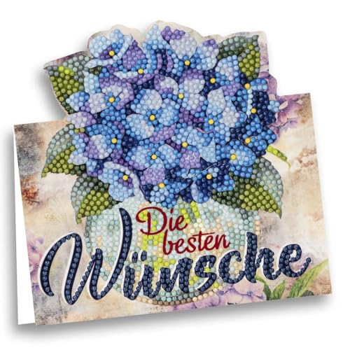 Ideen mit Herz | Diamond-Painting Aufstellkarte | Geburtstag | Genesung | Dekoration | 370 g/m² | 16,3 cm x 16 cm | inkl. Umschlag & Werkzeug (Blaue Hortensie) von Ideen mit Herz