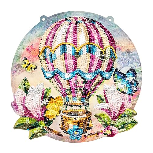 Ideen mit Herz Diamond-Painting-Fensterbild | doppelseitiger Druck | ca. 20 cm Ø | inkl. Diamond-Painting-Steine für Vorder- und Rückseite (Heißluftballon) von Ideen mit Herz