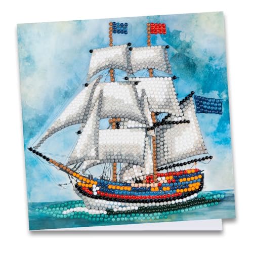 Ideen mit Herz Diamond-Painting-Grußkarte | 16 cm x 16 cm | 370 g/m² | Inkl. Umschlag & Werkzeug (Segelschiff) von Ideen mit Herz