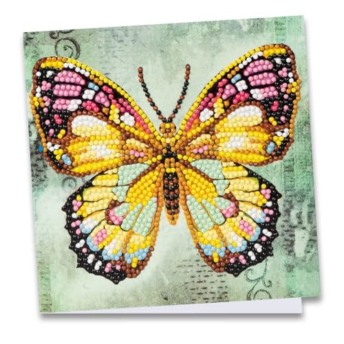 Ideen mit Herz Diamond-Painting-Grußkarte | 16 x 16 cm | 370 g/m² | inkl. Umschlag & Werkzeug (Schmetterling) von Ideen mit Herz