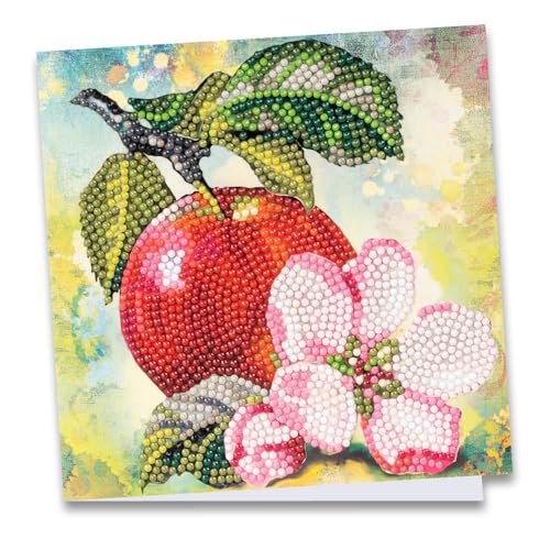 Ideen mit Herz Diamond-Painting-Grußkarte | 16 x 16 cm | 370 g/m² | inkl. Umschlag & Werkzeug (Apfel mit Blüte) von Ideen mit Herz