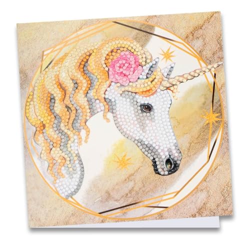 Ideen mit Herz Diamond-Painting-Grußkarte | 16 x 16 cm | 370 g/m² | inkl. Umschlag & Werkzeug (Einhorn) von Ideen mit Herz