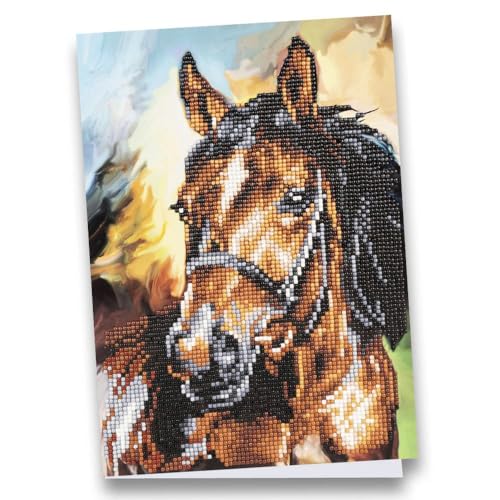 Ideen mit Herz Diamond-Painting-Grußkarte | Din A4 (21 x 29,7 cm) | 370 g/m² | inkl. Umschlag & Werkzeug (Pferd) von Ideen mit Herz