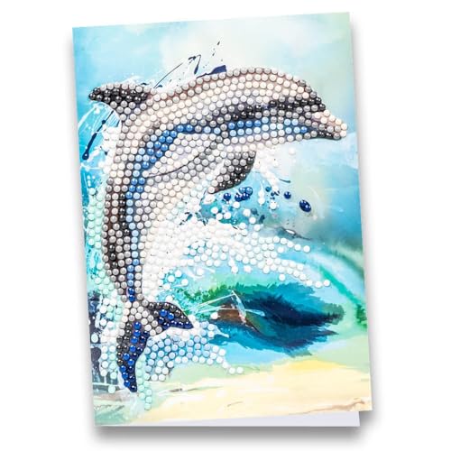 Ideen mit Herz Diamond-Painting-Grußkarte | Din B6 (11,5 x 16,5 cm) | 370 g/m² | inkl. Umschlag & Werkzeug (Delfin) von Ideen mit Herz