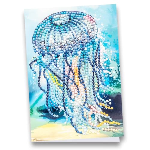 Ideen mit Herz Diamond-Painting-Grußkarte | Din B6 (11,5 x 16,5 cm) | 370 g/m² | inkl. Umschlag & Werkzeug (Qualle) von Ideen mit Herz