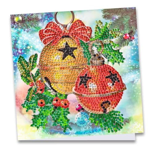 Ideen mit Herz Diamond-Painting-Grußkarte | Strass-Edition | 16 x 16 cm | 370 g/m² | inkl. Steine, Umschlag & Werkzeug (Glöckchen mit Ilex) von Ideen mit Herz