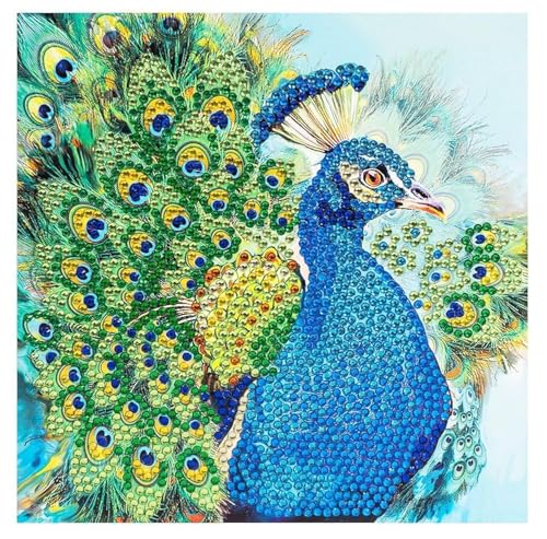 Ideen mit Herz Diamond-Painting-Grußkarte | Strass-Edition | 16 x 16 cm | 370 g/m² | inkl. Steine, Umschlag & Werkzeug (Pfau) von Ideen mit Herz