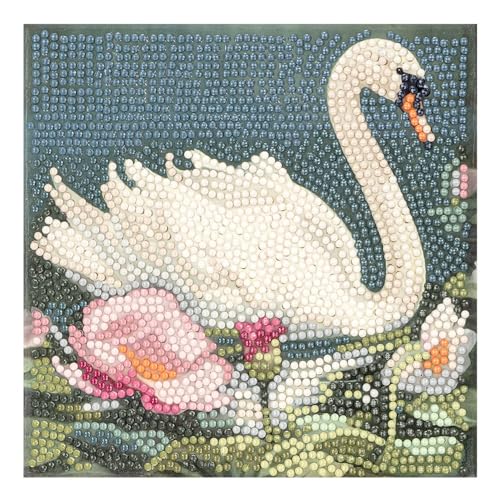 Ideen mit Herz Diamond-Painting-Karte | 16 cm x 16 cm | 370 g/m² | Inkl. Werkzeug (Schwan) von Ideen mit Herz