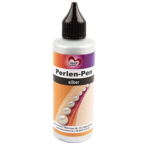 Ideen mit Herz Perlen-Pen XL, 82 ml Inhalt, auf Wasserbasis | Perlen-Optik für Papier, Textilien, UVM. (Silber) von Ideen mit Herz