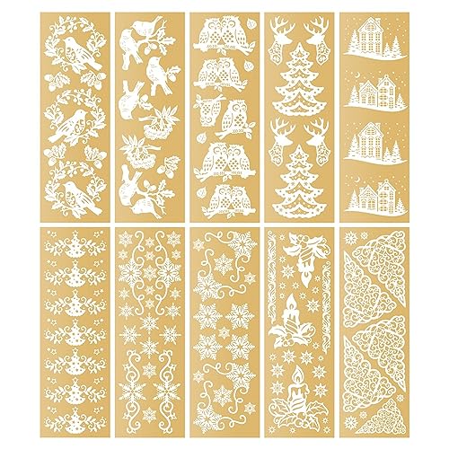 Ideen mit Herz Premium-Transfers | Rub on Sticker | Rubbel-Sticker | 10 cm x 30 cm | 10 Bogen | inkl. Tuch (Winter 01, gold) von Ideen mit Herz