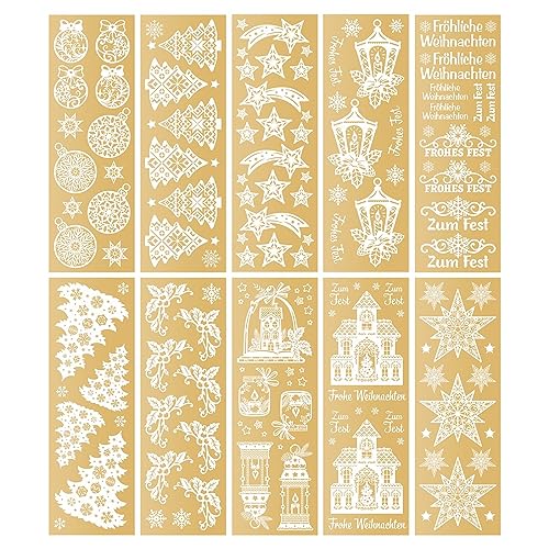 Ideen mit Herz Premium-Transfers | Rub on Sticker | Rubbel-Sticker | 10 cm x 30 cm | 10 Bogen | inkl. Tuch (Winter 02, gold) von Ideen mit Herz