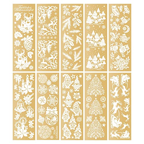 Ideen mit Herz Premium-Transfers | Rub on Sticker | Rubbel-Sticker | 10 cm x 30 cm | 10 Bogen | inkl. Tuch (Winter & Weihnachten 03, gold) von Ideen mit Herz