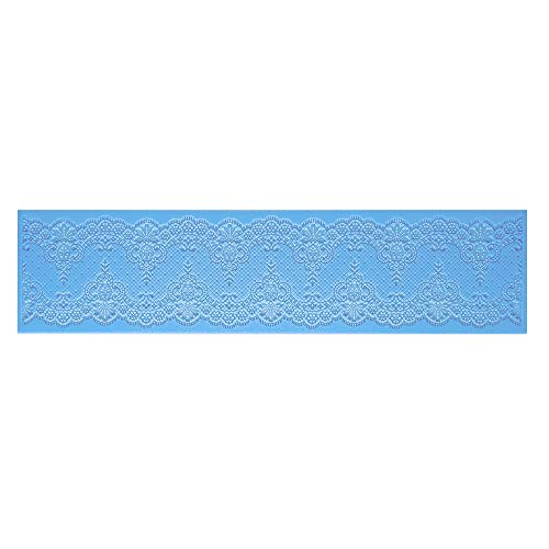 Ideen mit Herz Silikon-Dekormatte | Silikonform Fondant | Höhe: 2mm | Spitzen-Design | ideal zur Herstellung von Bordüren in Spitzenoptik | Werkzeug zum Formen von Fondant (Design 5 | 38,7cm x 9,6cm) von Ideen mit Herz