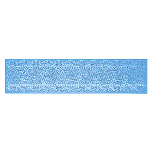 Ideen mit Herz Silikon-Dekormatte | Silikonform Fondant | Höhe: 2mm | Spitzen-Design | ideal zur Herstellung von Bordüren in Spitzenoptik | Werkzeug zum Formen von Fondant (Design 7 | 40cm x 10cm) von Ideen mit Herz