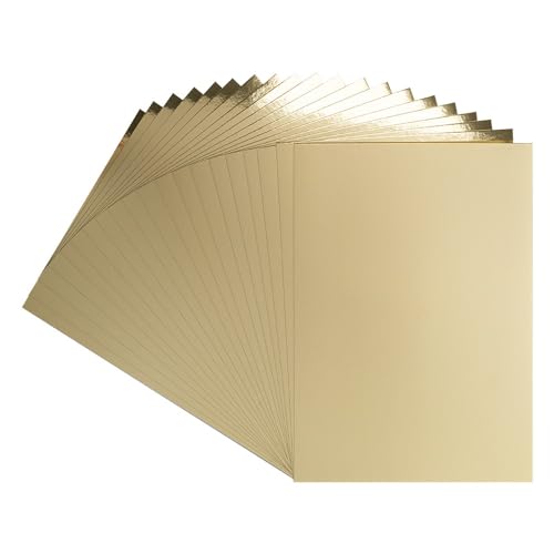 Ideen mit Herz Spiegelkarton | Metallpapier | Bastelpapier metallic | 20 Bogen | Din A4 | 200 g/m² | Weiße Rückseite (Hellgold) von Ideen mit Herz